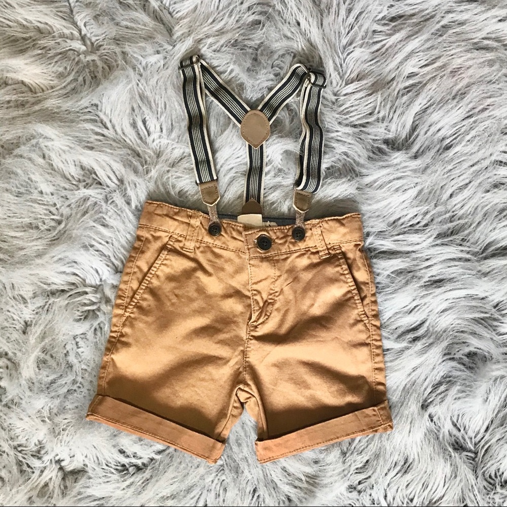 H&M Brown capris short with suspenders